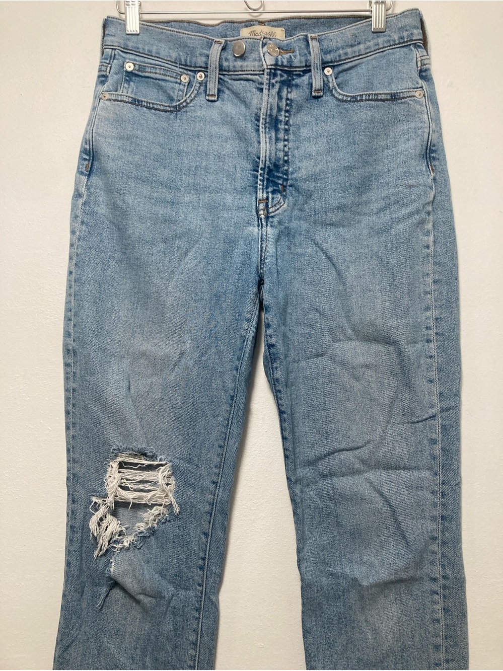 Madewell Distressed Perfect Vintage Jeans 29 Cardine Light Wash Ripped Knee - Picture 4 of 16